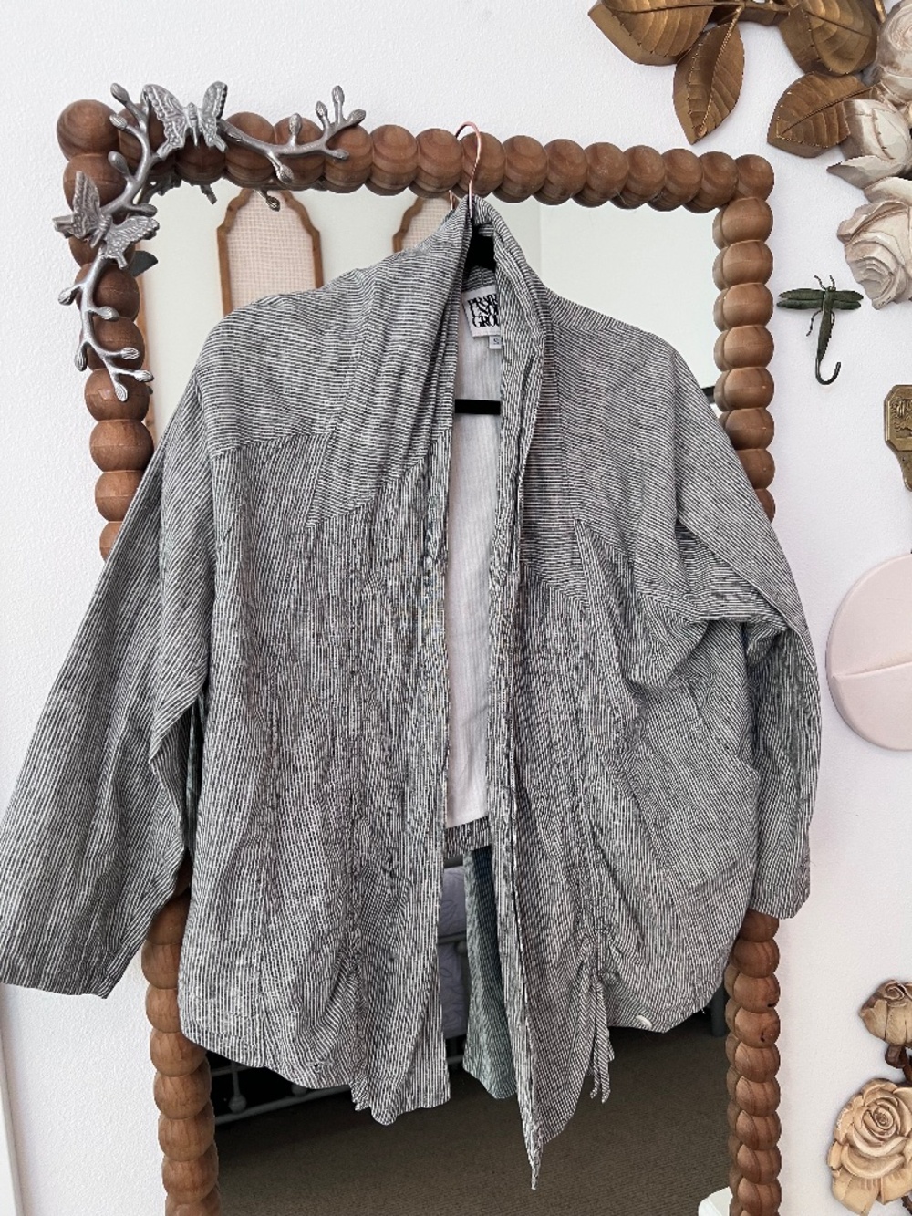 Prairie Underground Striped Asymmetrical Draped Jacket Cardigan S
